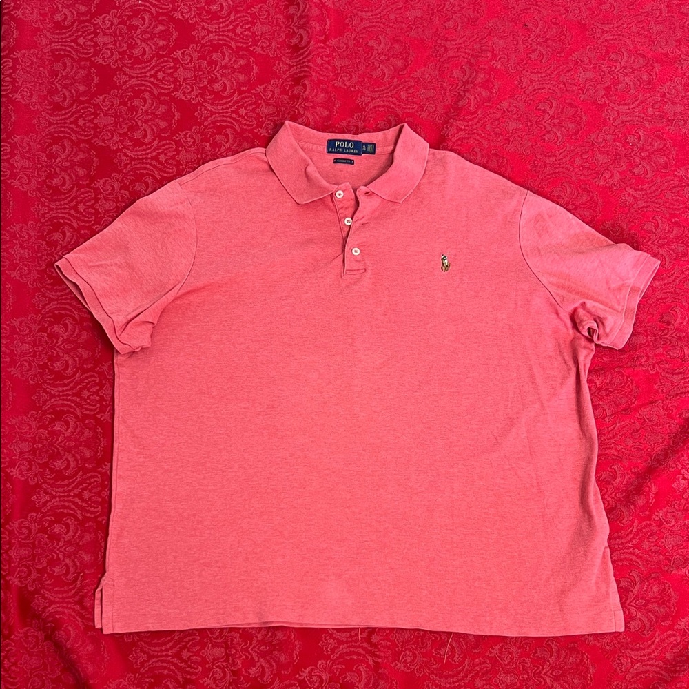 Polo Ralph Lauren Coral Salmon Polo Shirt Men's XL Pony Logo Cotton